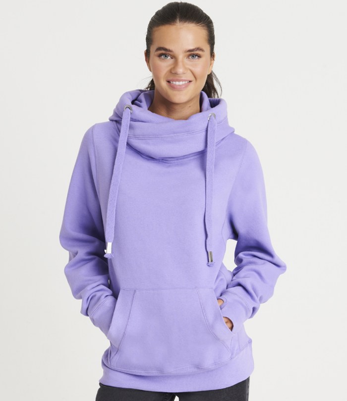 AWDis Cross Neck Hoodie in Purple colour - Customised Clothing