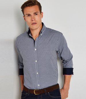 Clayton and Ford Gingham Long Sleeve Tailored Shirt 