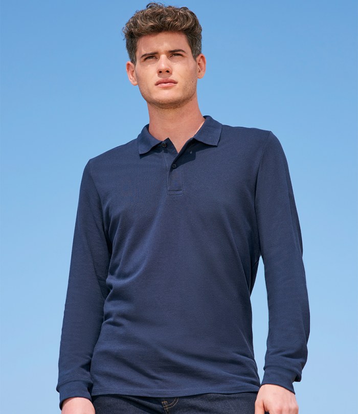 SOL'S Perfect Long Sleeve Piqué Polo Shirt In blue colour